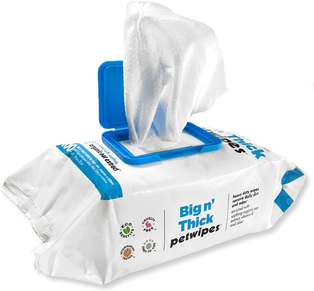 Large Organic Pet Wipes for Dogs and Cats, 200 Count, Enriched with Oat Extract and Gentle Cleaning Formula, Perfect for Home and Travel