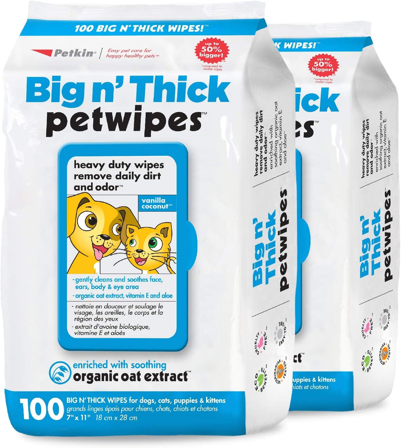 Large Organic Pet Wipes for Dogs and Cats, 200 Count, Enriched with Oat Extract and Gentle Cleaning Formula, Perfect for Home and Travel