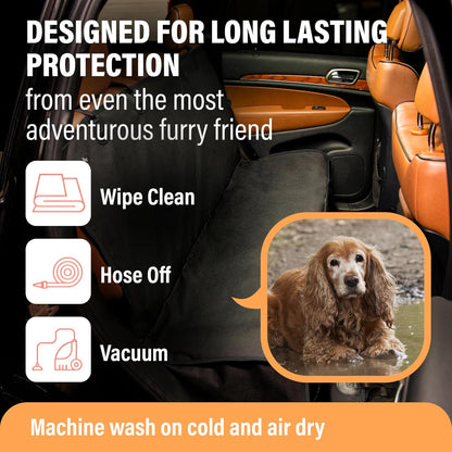 Backseat Dog Car Seat Cover, Waterproof Pet Protection Hammock for SUVs and Trucks with Safety Features, Black